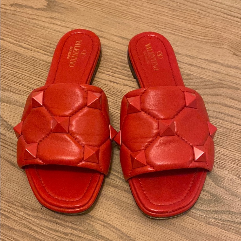 Valentino Red Roman Slide Sandals 37.5